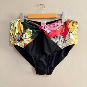 Vintage Y2K Dead Stock Floral High-Waisted Twist Front Bikini Bottoms NWT